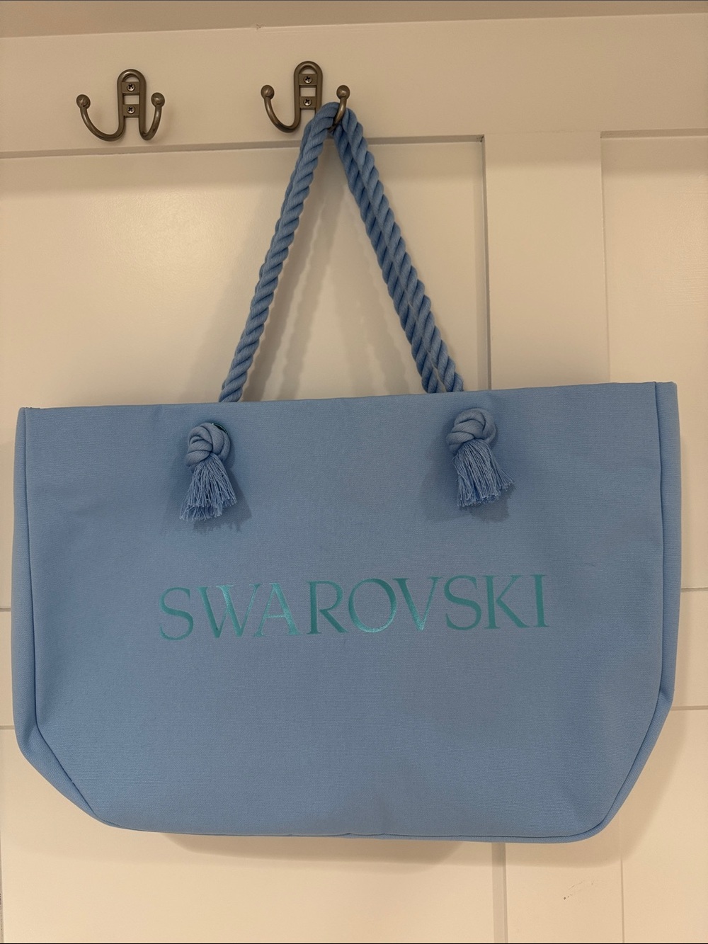 Swarovski Sky Blue Rope-Handle Tote with Tassels